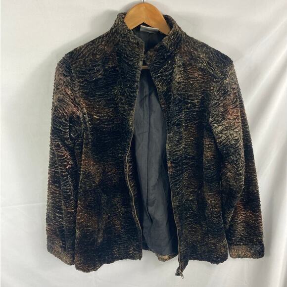 Chicos Faux Fur Zip Up Jacket Size 0 / Small - Picture 1 of 5